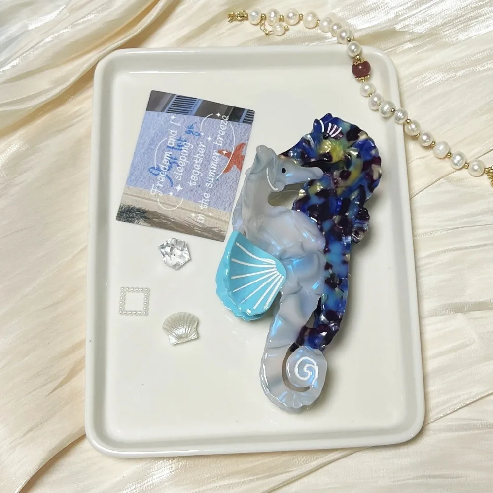 

Elegant Ocean Series Hair Claw Acetic Acid Conch Shell Hair Claw Korean Style High Ponytail Clip Geometry Shark Clip Girls