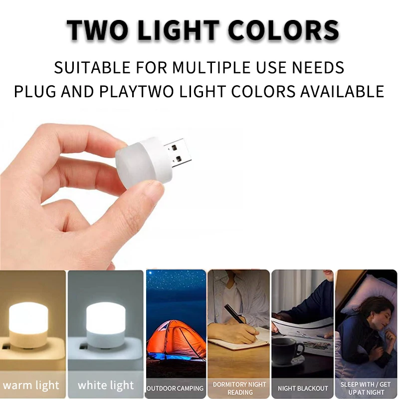 5pcs Mini USB Plug Lamp LED Night Light Eye Protection Reading Lamp Computer Mobile Power Charging USB Small Round Night Light