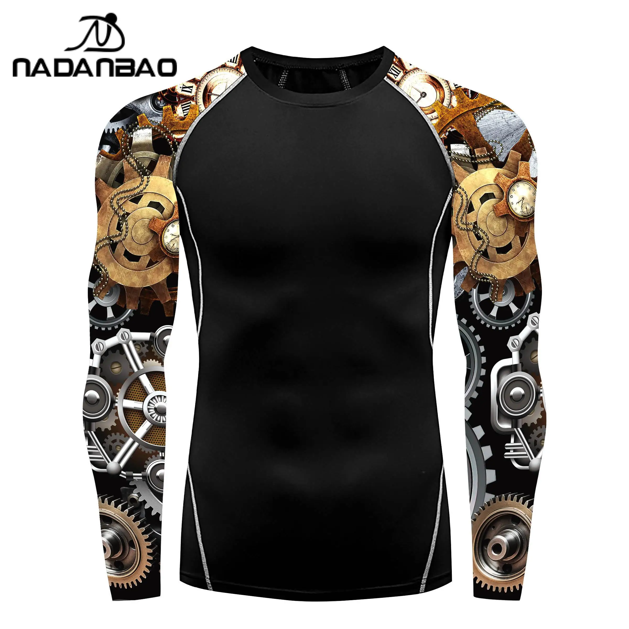 Nadanbao Men Fashion Surfing Wetsuit Quick Drying Fitness Swimsuits T-Shirt Beach Party Swimwear Surfing Beachwear Top Clothes