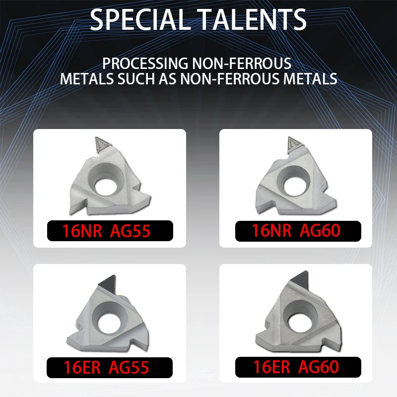 1pcs PCD Diamond Tool Threaded Carbide Insert Screw CNC Indexable Lathe Tool 11IR AG60 16ER AG55 16NR AG60 Thread Turning Tool