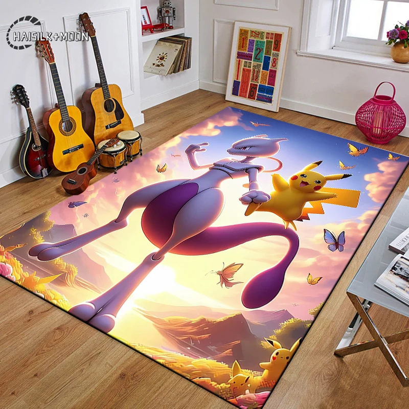 Anime Pokemon Mewtwo Pattern Rug Carpet for Living Room Bathroom Mat Creative Doormat Carpet for Bedroom Home Decor