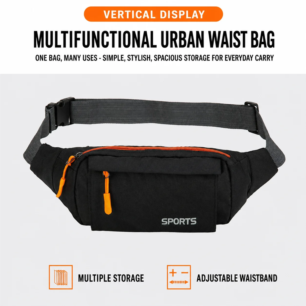 Multifunctional Fanny Pack Breathable Men'S Waist Pack Waterproof Nylon Crossbody Bag  Adjustable Cycling Pouch For Key