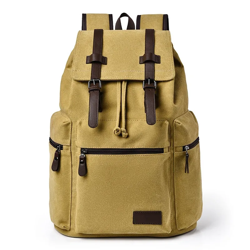 

Fashionable men's canvas backpack travel bag casual backpack high-end feel large capacity new student backpack