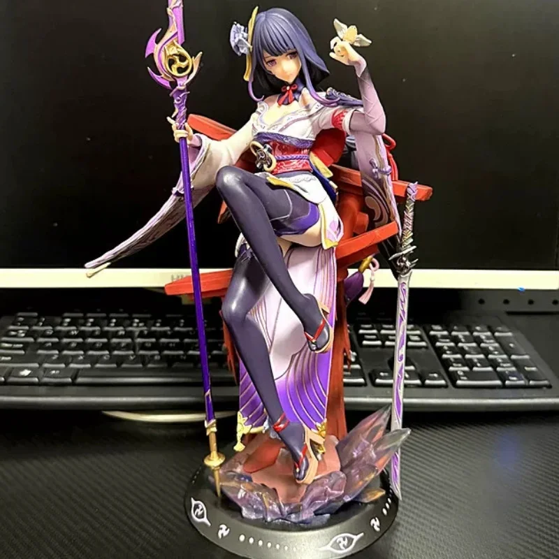 

New 35cm Gaming Merchandise - One Heart Pure Land Raiden Shogun Sitting Figure Model Display Collectible Statue