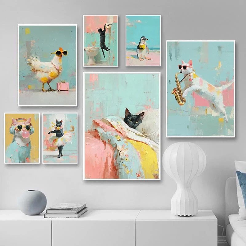 Elegant Fashionable And Handsome Colorful Animal Pop Art Oil Painting Posters Canvas Printing Home Bedroom Wall Decoration Gi