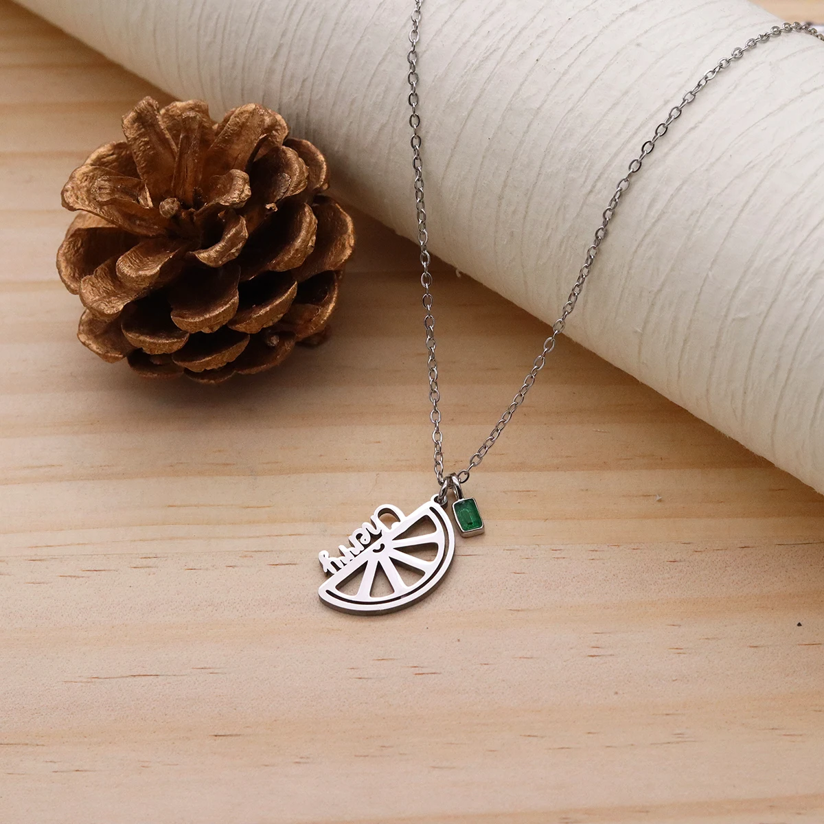 

Chandler Custom Name Stainless Steel Fruit Lemon Necklace For Women New Trend Clavicle Chain Jewelry Glamorous Gift