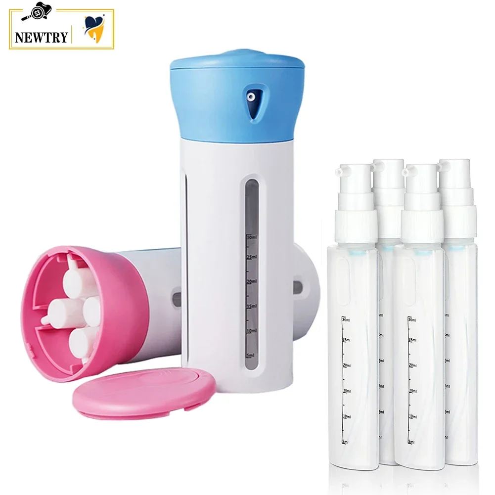 3Pcs Portable 4 In 1 Lotion Shampoo Gel Travel Dispenser Bottle Dental Liquid Oral Breath Freshener Mouthwash Refillable Bottle