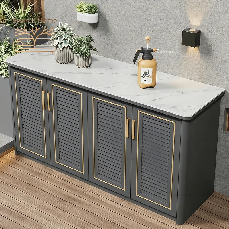 Outdoor Aluminum Alloy Storage Cabinet for Balconies, Patios, Waterproof and Sun-Proof, Suitable for Storing Miscellaneous Items