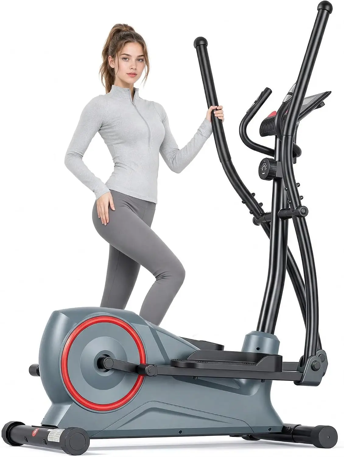Home Gym Elliptical Trainer With 13 Inch Stride LCD Pulse Monitor 8 Level Magnetic Resistance 300 Lb Capacity