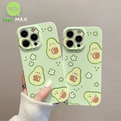 Cute Avocado fruit phone case For iPhone 16 15 14 13 12 11 Pro Max Fall resistant dirt Shockproof Silicone lens Protective Cover