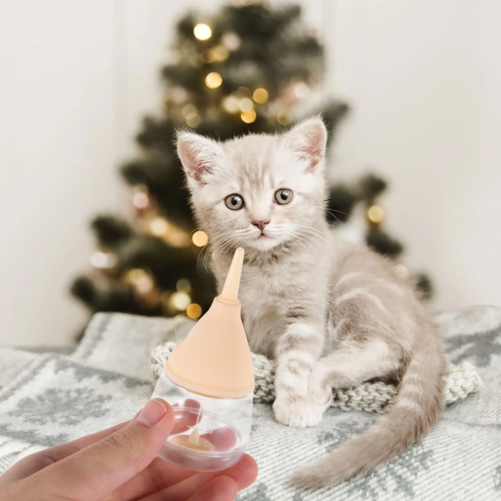 

1PC Yellow Silicone Pet Nursing Bottle for Kittens Puppies Small Animals Lightweight Feeding Bottle Scale Detachable Design Cat