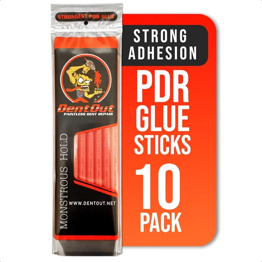 

Monstrous Red PDR Glue Sticks 10 Pack PDR Glue for Unmatched Adhesion and Precision Dent Removal Profional Paintl Dent Repair G