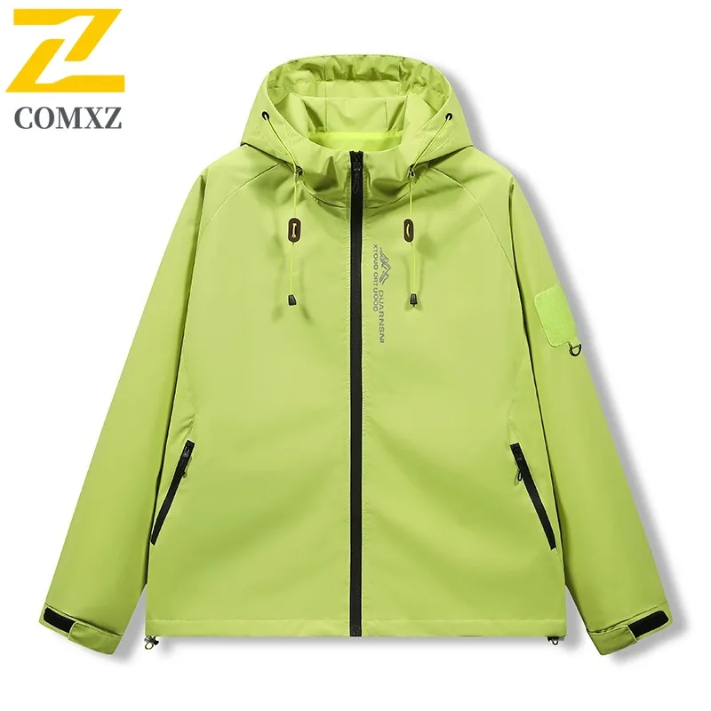 

Мужская весенне-осенняя водонепроницаемая куртка с капюшоном, ветрозащитная дышащая парка из софтшелла с несколькими карманами для уличной городской одежды 2025