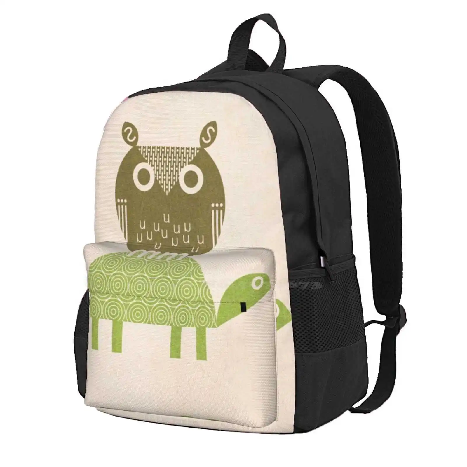 Owl And Turtle Hot Sale Schoolbag Backpack Fashion Bags Scottpartridgeart Partridge Graphic Design Digital Illustration Jevaart