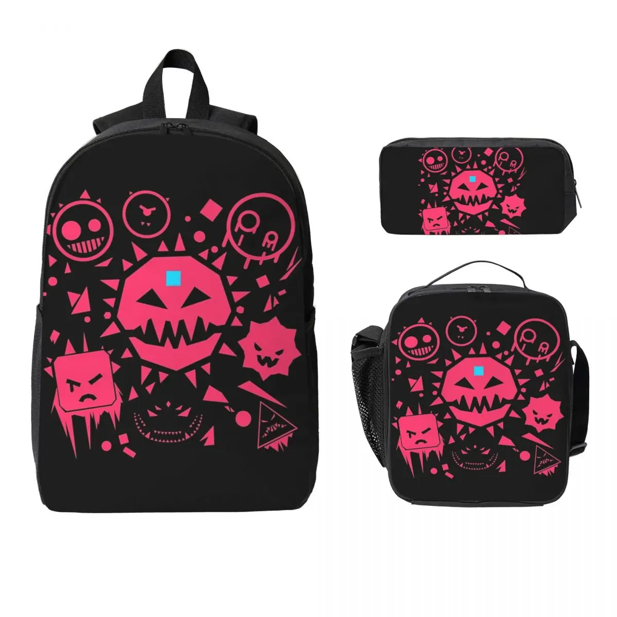 Just Shapes And Beats Design Backpack Student BookBag School Bag Laptop Shoulder Bags 3ps Insulated Lunch Bag Pencil Case