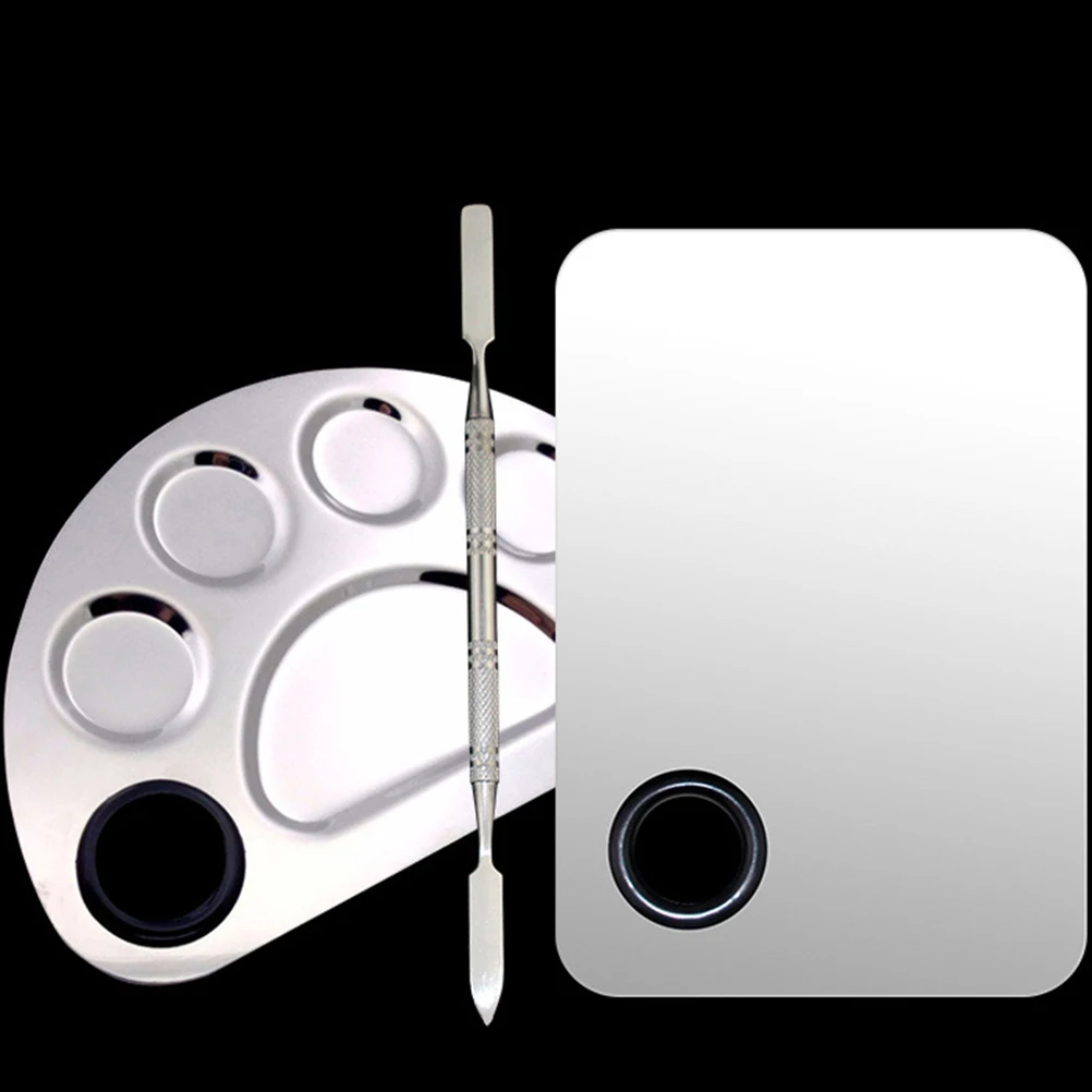 

1 Set Stainless Steel Nail Art Eyeshadow Makeup Palette Stick Semicircle Shape Diy Mixing Tool For Cosmetics Pigments Concealers