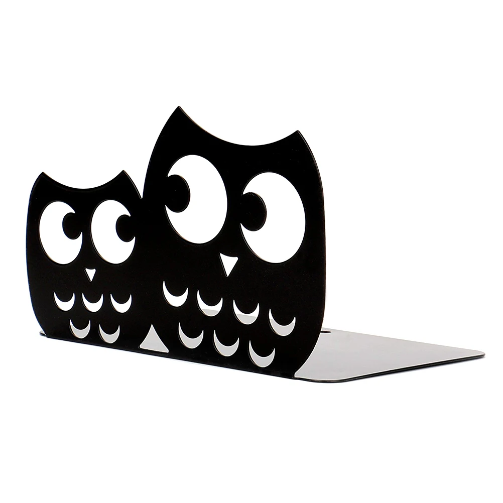 

Bookends Owl Decorative Iron Non-Skid Padded Base for Bookshelf Desk Study Room Round Corner Safe for Kids Adults