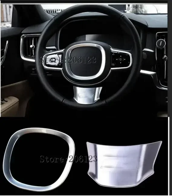 Steering Wheel Frame Decoration Cover Trim For Volvo S90 2018 2019 Chrome ABS Car interior accessories