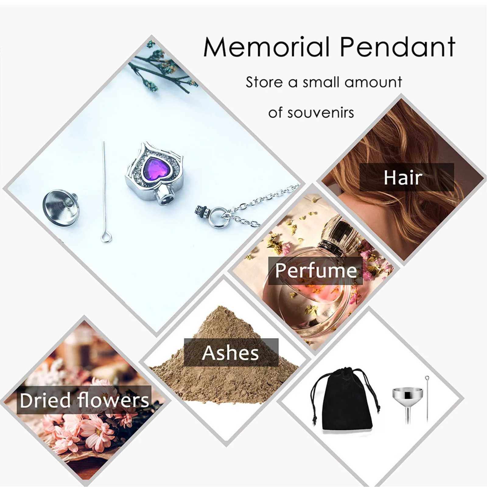 Heart Urn Necklace for Ashes Cremation Jewelry with Angel Wing Ashes Necklace for Women Memorial Pendant Necklace Keepsake