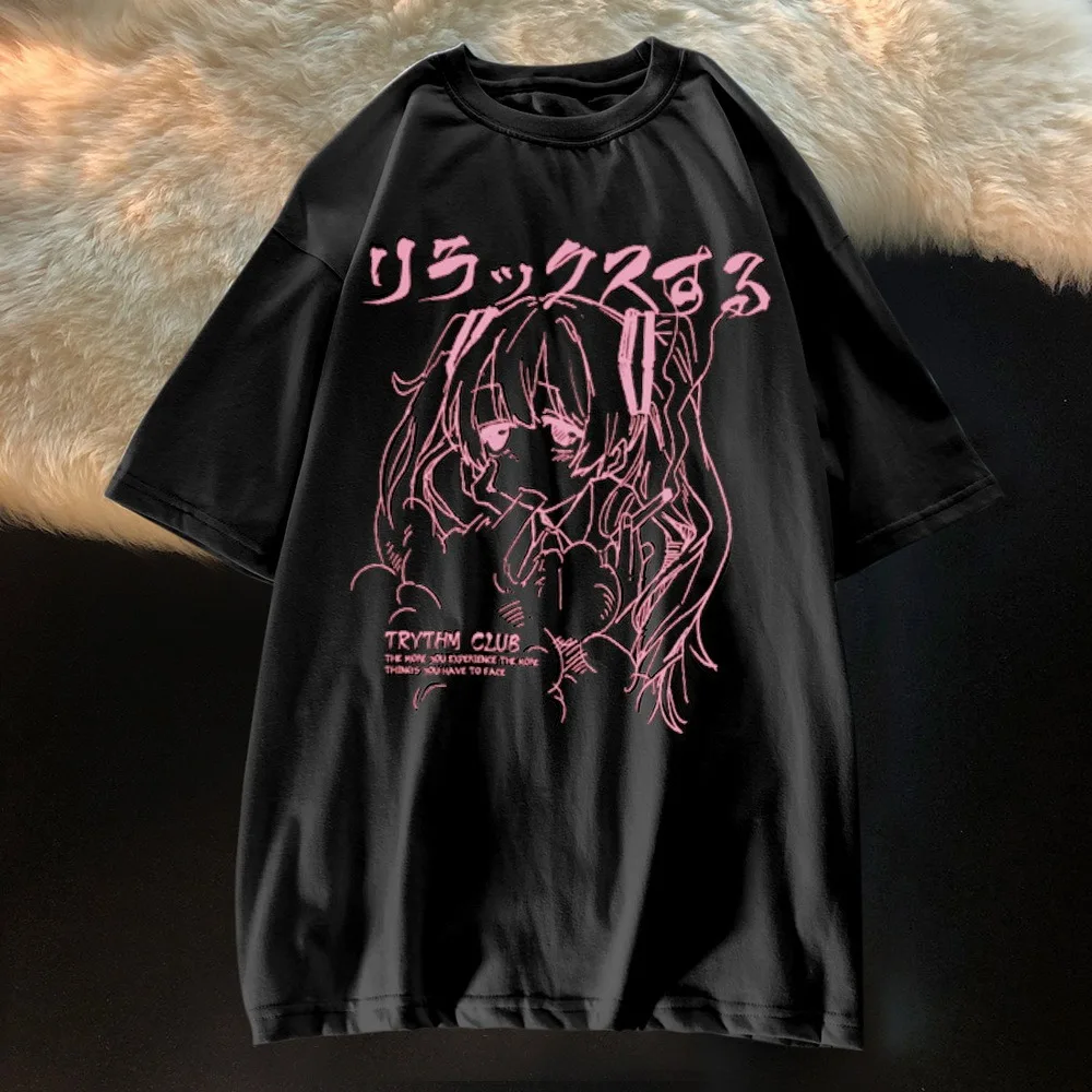 日本のカワイイスタイルの半袖Tシャツ,アニメプリント,特大,ファッショナブル,女性向け,2022