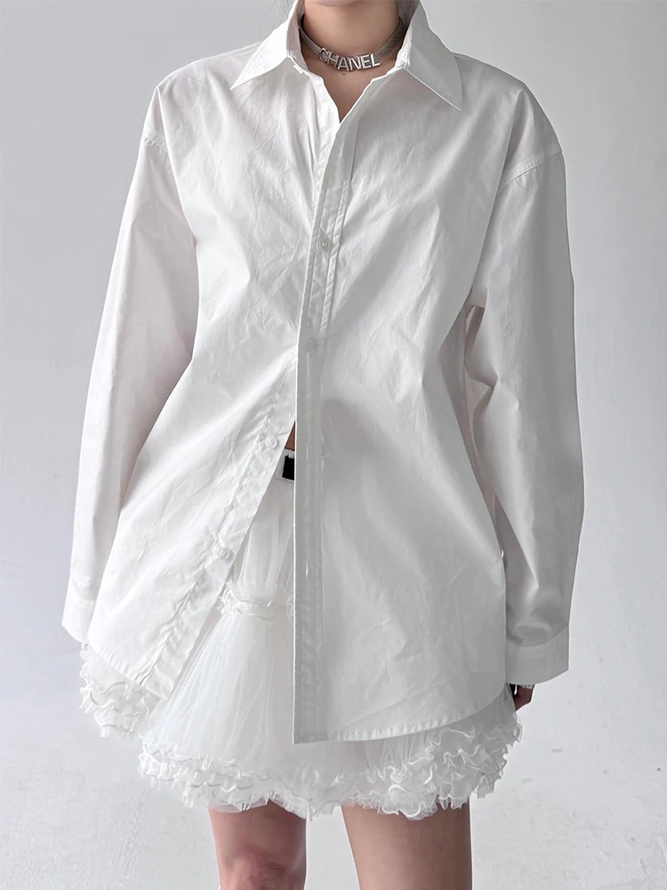 

Summer 2025 Women's Loose Korean Sle Sun Protection irt Slimming Design Commute Faion Long Sve Pure Color Top