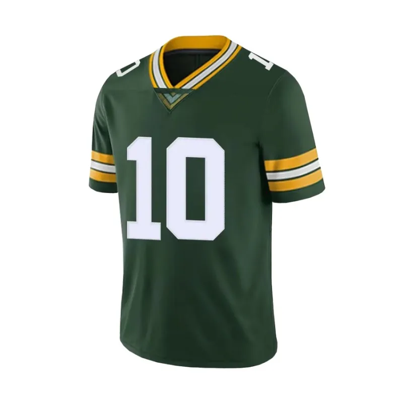 American Football Jersey Training Wear Embroidered Stitched Rugby Uniform Green Bay Jordan Love #10 Packers Men's Clothing