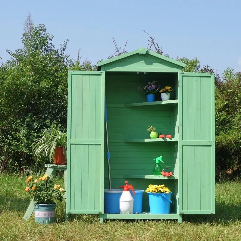 Outdoor Locker Garden Courtyard Waterproof Sunscreen Wooden House Small House Locker Outdoor Storage Locker