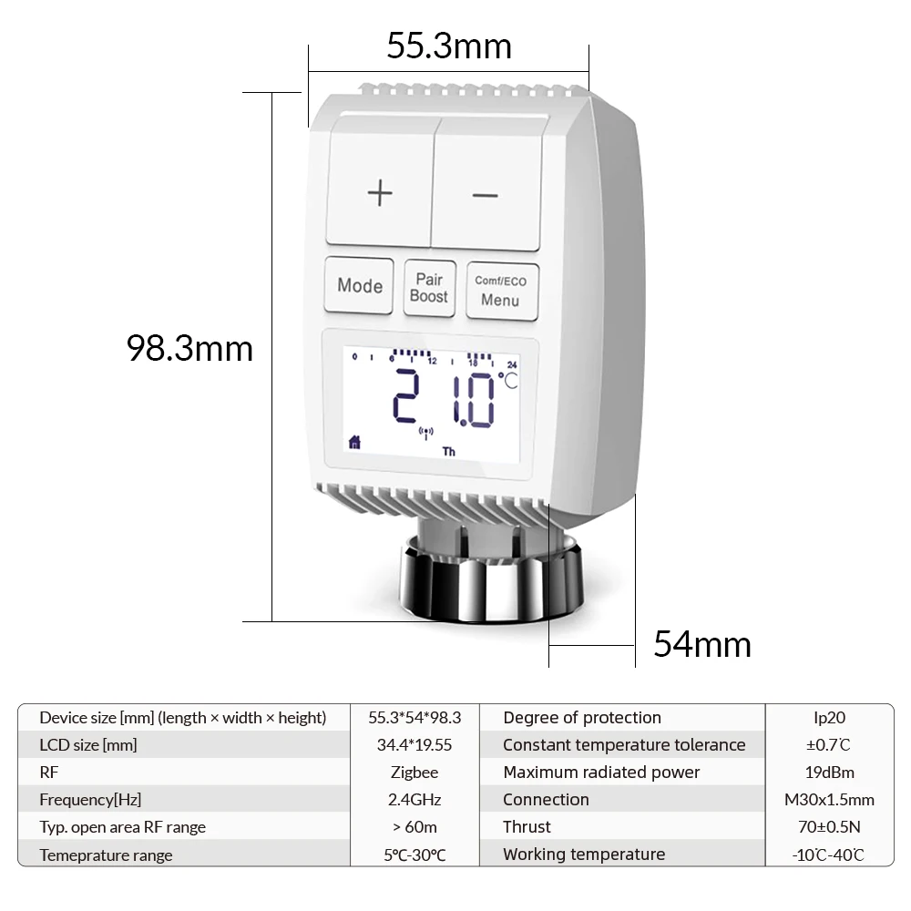 Imagem -02 - Tuya Zigbee Programável Válvula Termostática do Radiador Atuador Inteligente Trv Termostática App Remoto Controlador de Temperatura Suporte Alexa