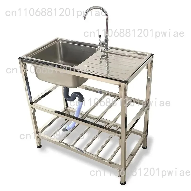 Stainless Steel Sink and Countertop Combination with Stand—Dishwashing and Vegetable-Washing Basin