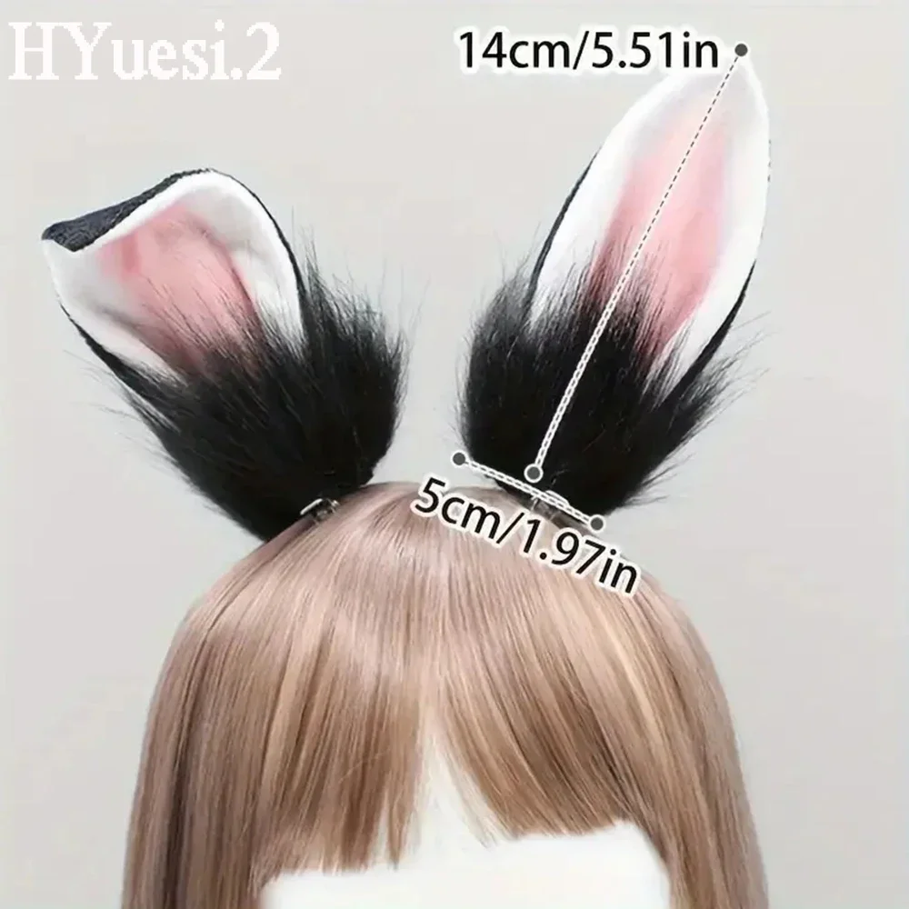 Cute Furry Bunny Ears Hair Clips Plush Rabbit Ear Duckbill Hairpin Barrettes For Girls Easter Halloween Cosplay Props Headress