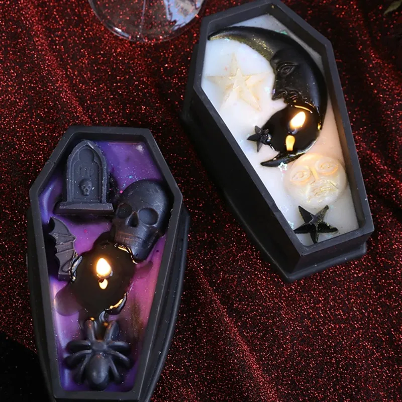 Vampire Shaped Aromatherapy Skull Headstone Halloween Candles Halloween DIY Coffin Decoration Candles