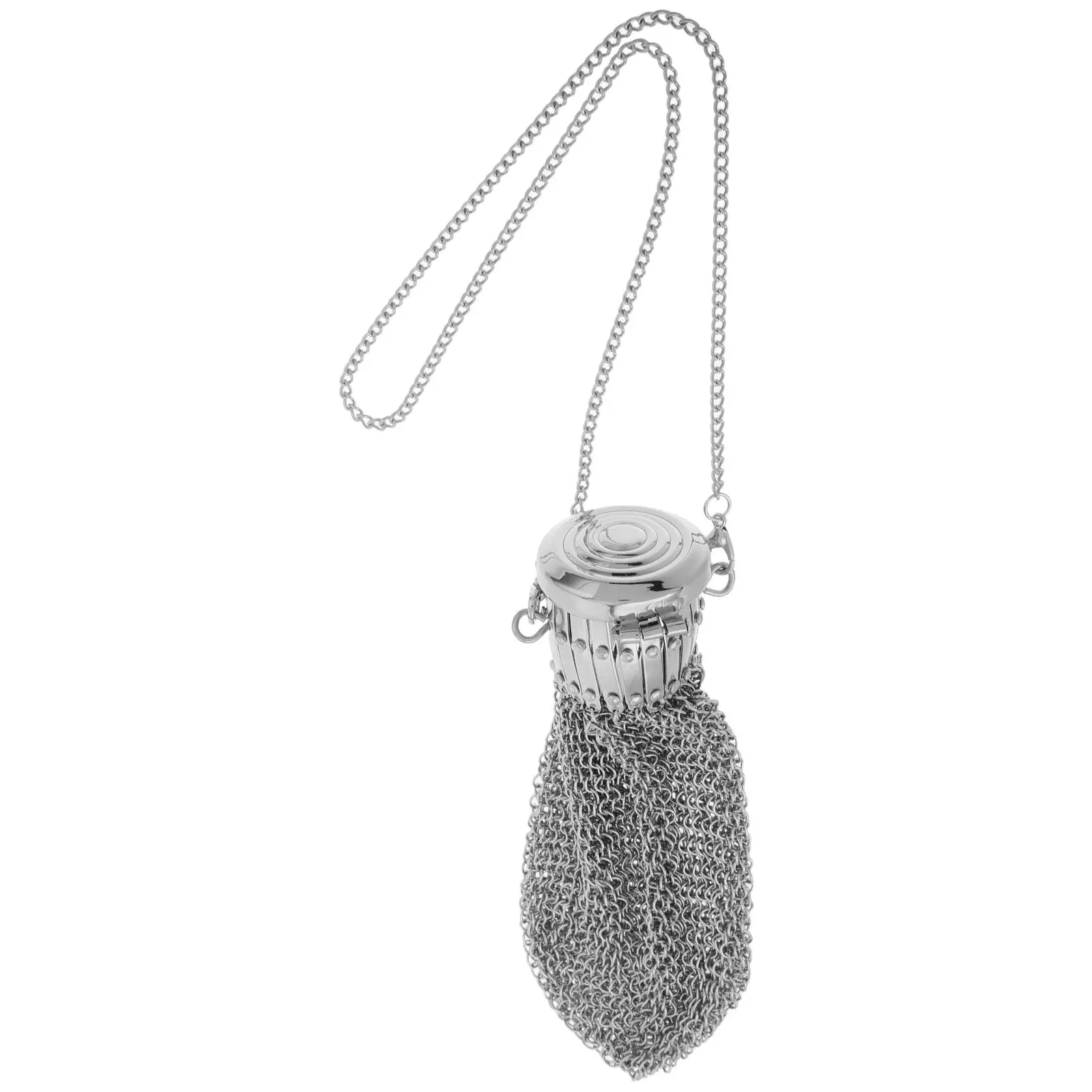 

Стильный винтажный кошелек для монет с двойной сеткой, с поворотной крышкой, из нержавеющей стали, ретро-кошелек для мелочи