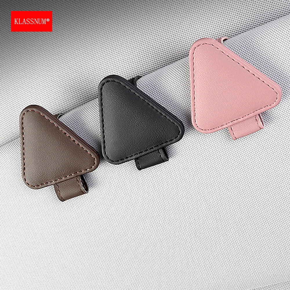 KLASSNUM Universal Car Sun Visor Glasses Box Auto Sunglasses Clip Card Ticket Holder Stand Fastener Pen Case Car Accessories