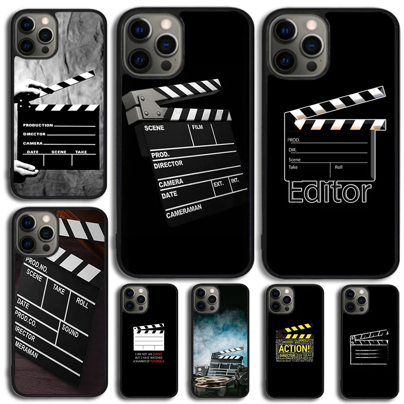 Film Movie Director Clapper Board Phone Case For iPhone 15 16 14 XR XS 11 12 13 Mini Pro MAX Plus