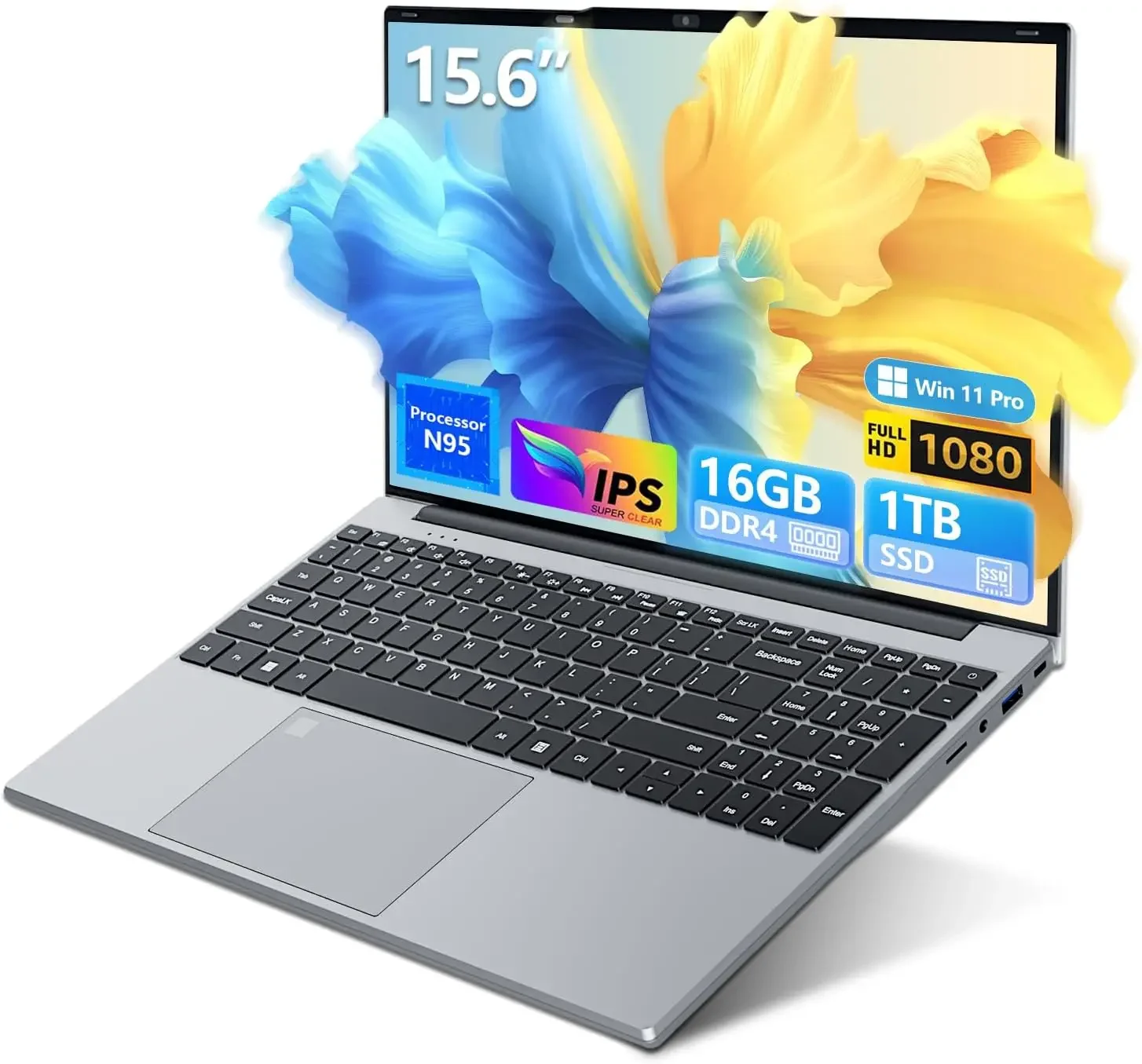 كمبيوتر محمول للألعاب 2025 جديد تمامًا - كمبيوتر محمول مقاس 15.6 بوصة، معالج Win 11 Pro، معالج N95 (حتى 3.4 جيجا هرتز)، ذاكرة وصول عشوائي 16 جيجا بايت، 1 تيرابايت SSD