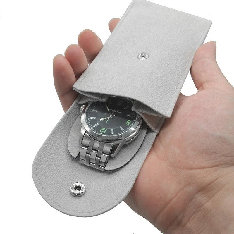 Compact Velvet Watch Storage Bag Soft Anti-scratch Lining Snap Closure for Daily Use Short Trip