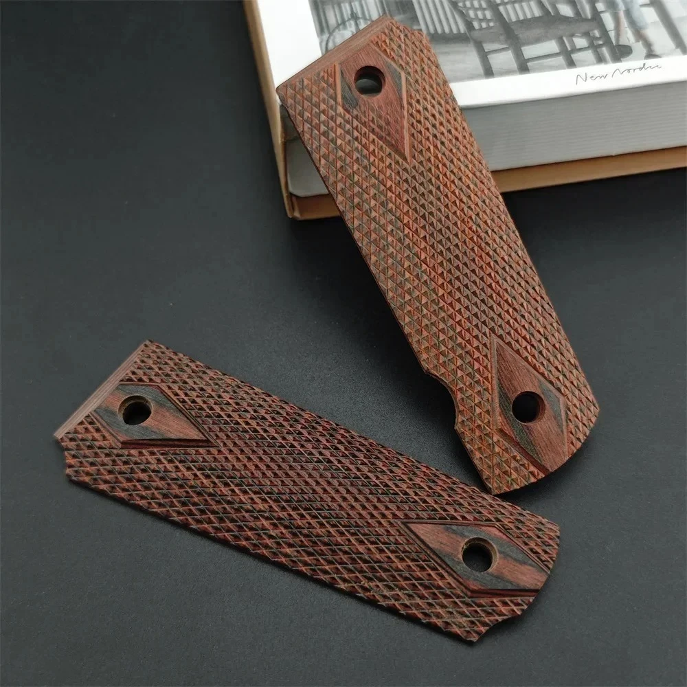 2PCS Gun Non-slip Handle 1911 Rosewood Grips Patches DIY Anti-slip Wooden Grips Scales Decor Material Blanks Slaba