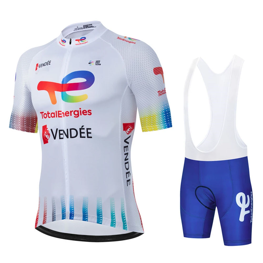 Total Energies Team Radfahren Jersey Set Atmungsaktive Mtb Maillot Ciclismo Hombre Outdoor Sport Trägerhose Sommer Fahrrad Kleidung