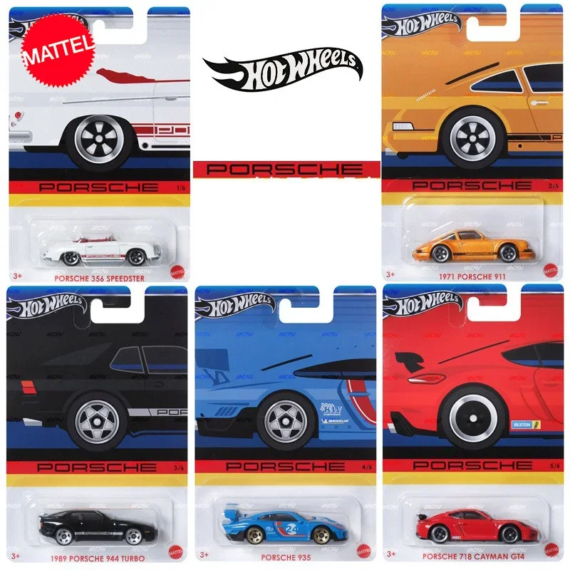 Original Mattel Hot Wheels Car Diecast Porsche Series Speedster 718 Cayman Gt4 944 Turbo Set Vehicle Model Toys for Boys Gift