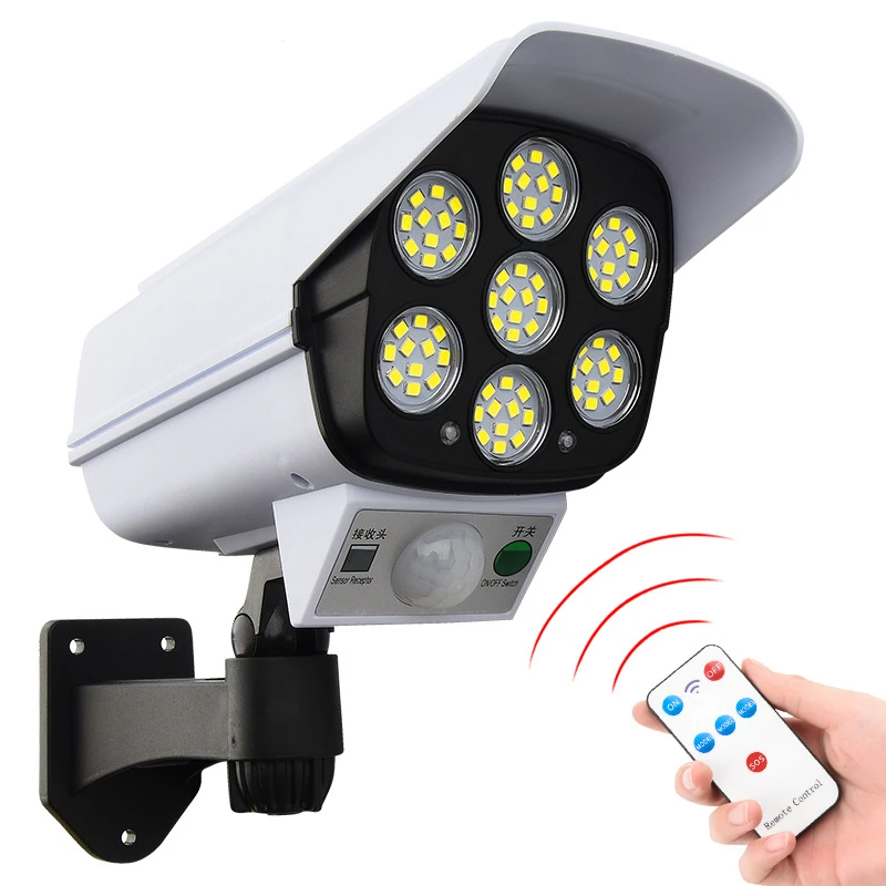 

77 LEDs 3 Modes Outdoor Solar Lights Motion Sensor Security Dummy Camera Wireless P65 Waterproof Solar Lamp