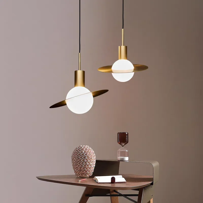 

Modern Planet Creative Iron Pendant Lights Personalized for Bedroom Bedhead Study Golden Single Head Iron Lamp Home Furnishings