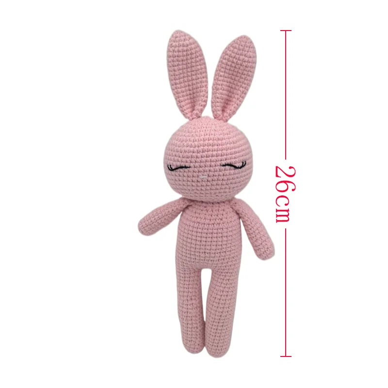 New Handmade Kawaii Rabbit Stuffed Toy Crochet Wool Doll Knitted Bunny Doll Soothing Baby Sleeping PillowToys For Kids Birthday