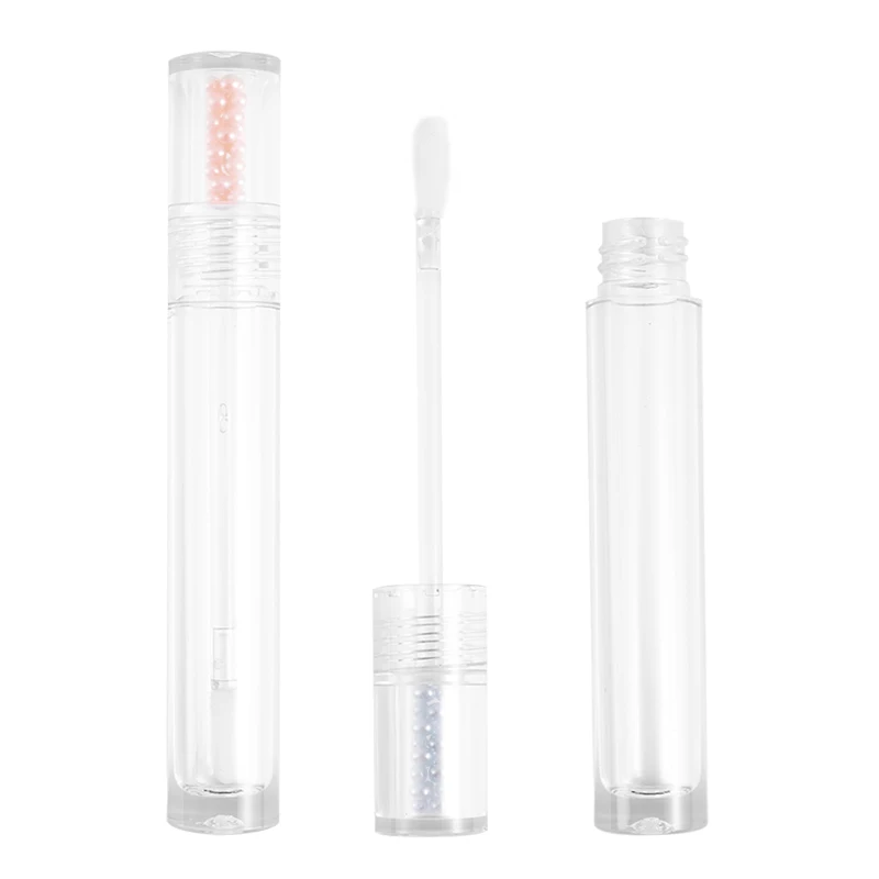 Ready Stock Uv Round Fully Transparent Lip Glaze Tube Diy Lip Gloss Tube Empty Tube Cylindrical Tube Pink Pearl Concealer Bottle