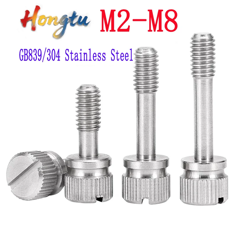 

GB839/304 Stainless Steel Slotted Knurled Thumb Screw - Hand-Twisted Finger Locking Bolt, Sizes M2/M2.5/M3/M4/M5/M6/M8, 1/2/3/5P