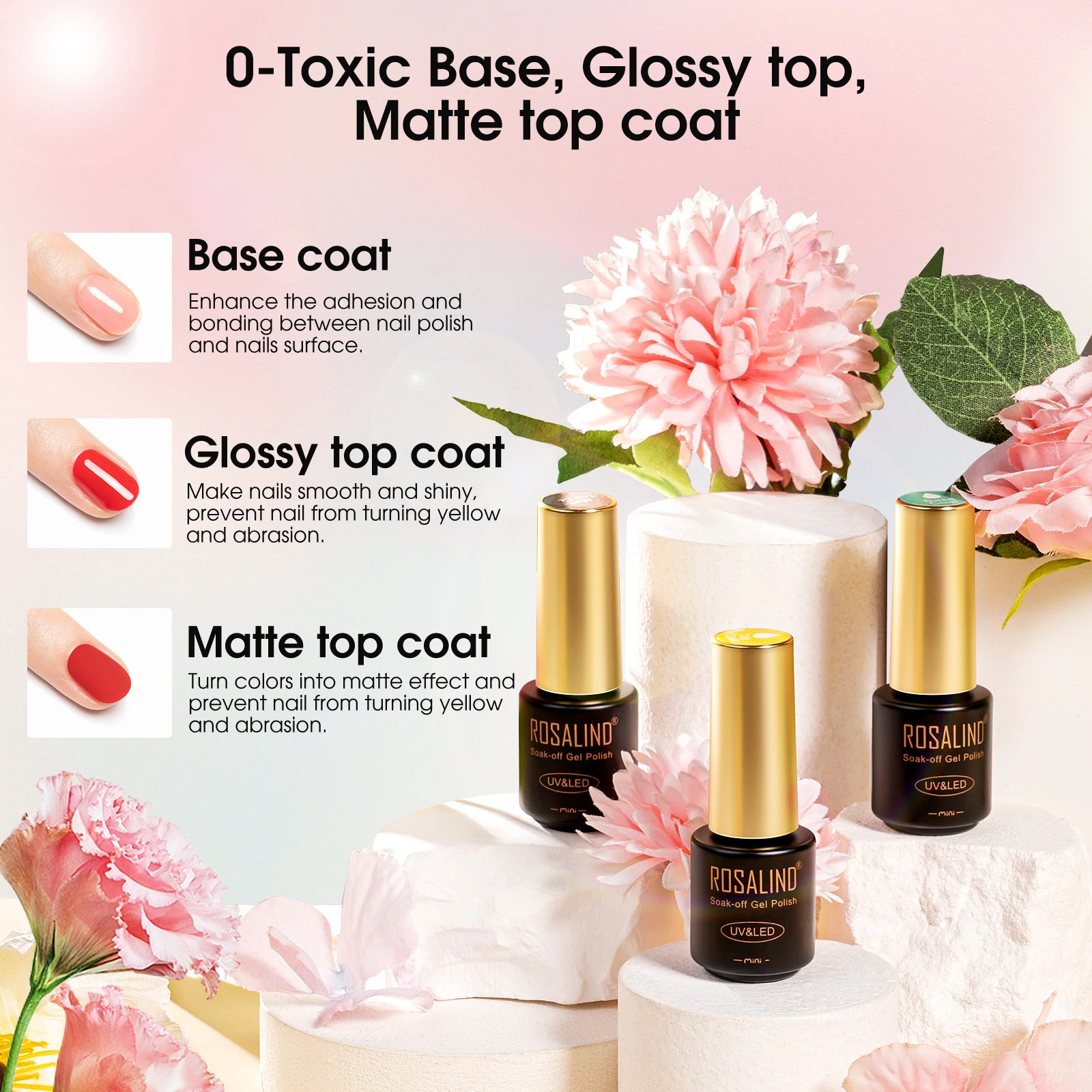 ロザリンドネイルジェルセット 48個入り ジェルカラーネイルポリッシュキット ジェルポリッシュトップコート ネイルアート ネイルセット 紫外線硬化