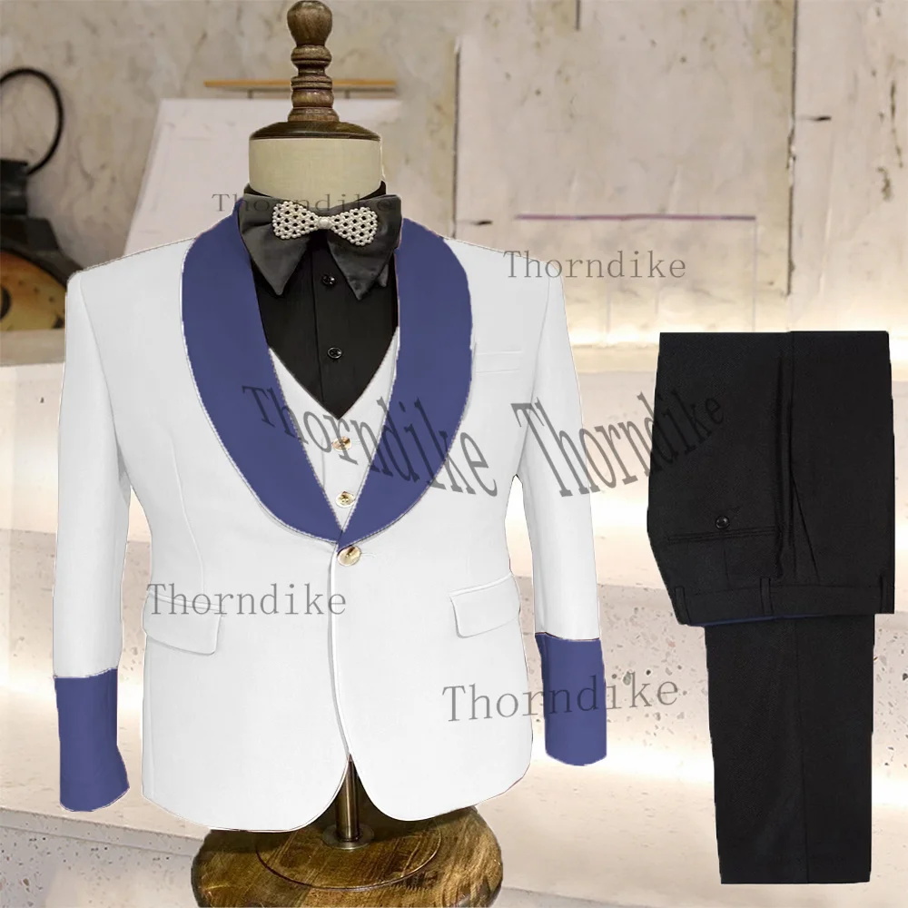 Thorndike Men's 3 Pieces Suit Shawl Lapel Party Suit Slim Formal Wedding Tuxedo Suit Can Be Customized(Jacket+Vest+Pant)