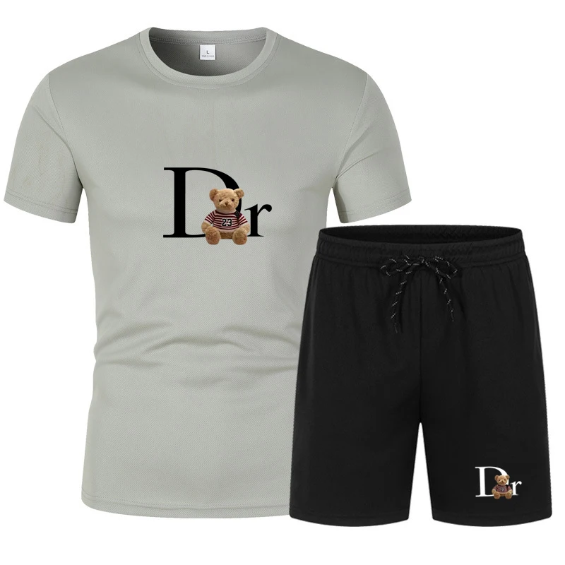 

Summer fashion high-quality set men's short sleeved set fashion casual shorts sports set men's T-shirt+shorts two-piece set