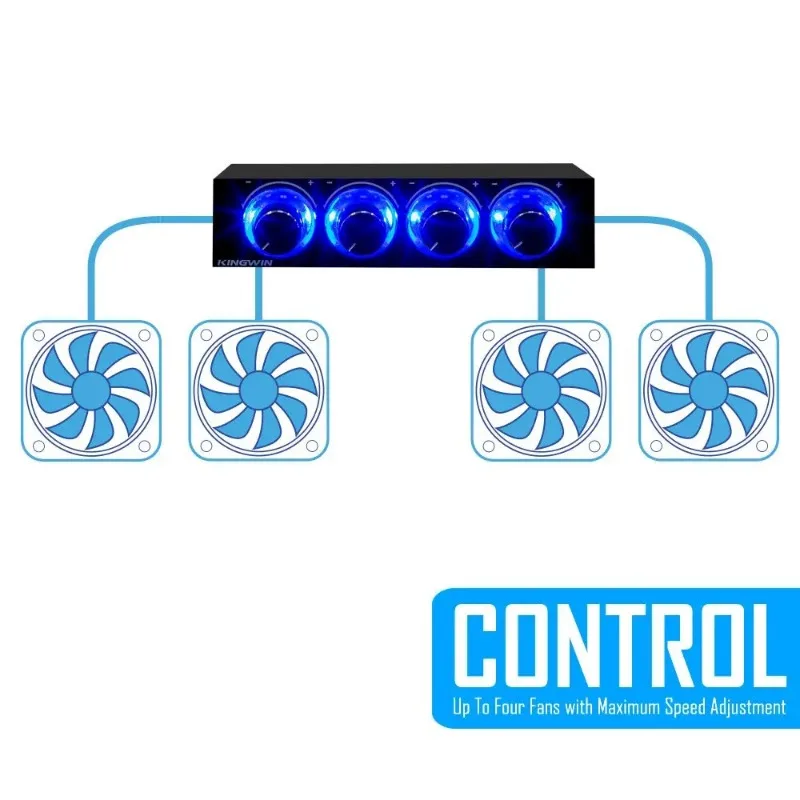 Controlador de velocidad del ventilador de 4 canales con Control Led, hasta 4 juegos de ventilador de computadora Pc, controlador Gdt y disco duro de Cpu, refrigeración Vga