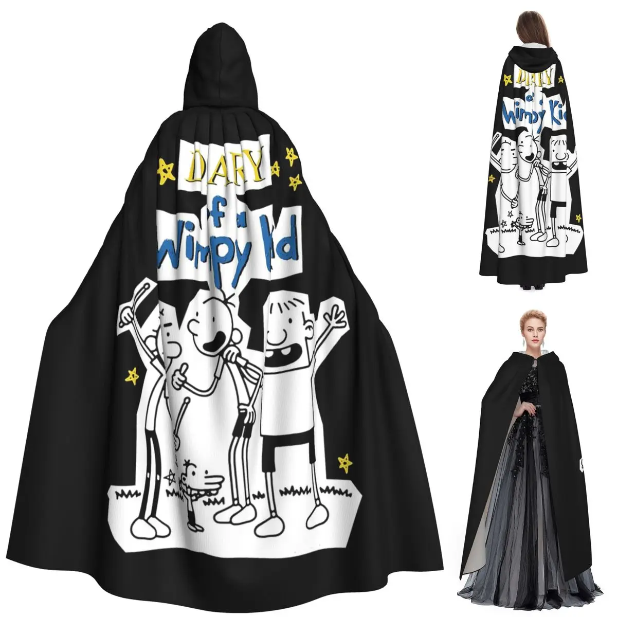 

Дневник слабака Wimpy Kid Group длинный плащ с капюшоном ведьма средневековый костюм накидка для косплея Хэллоуин вампир для взрослых унисекс