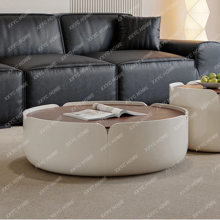 Cream wind petal coffee table Italian minimalist living room household simple walnut pattern combination